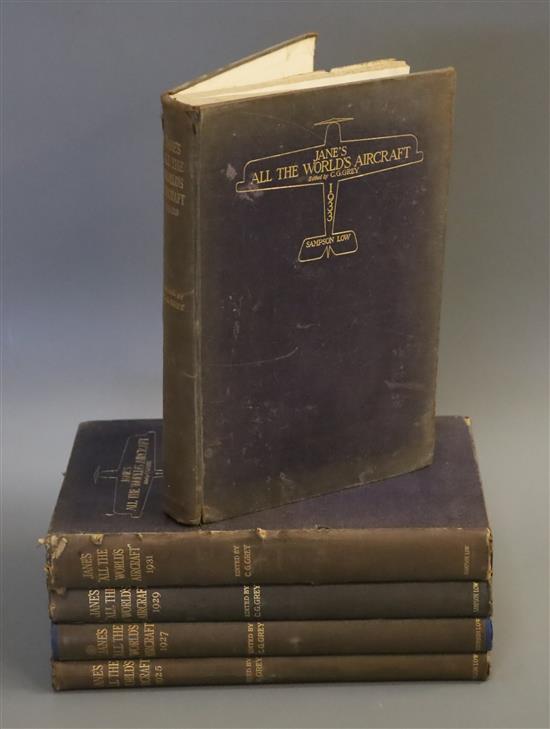 Janes - Janes All the Worlds Aircraft, 5 vols, qto, cloth, London 1925, 1927, 1929, 1931 and 1933